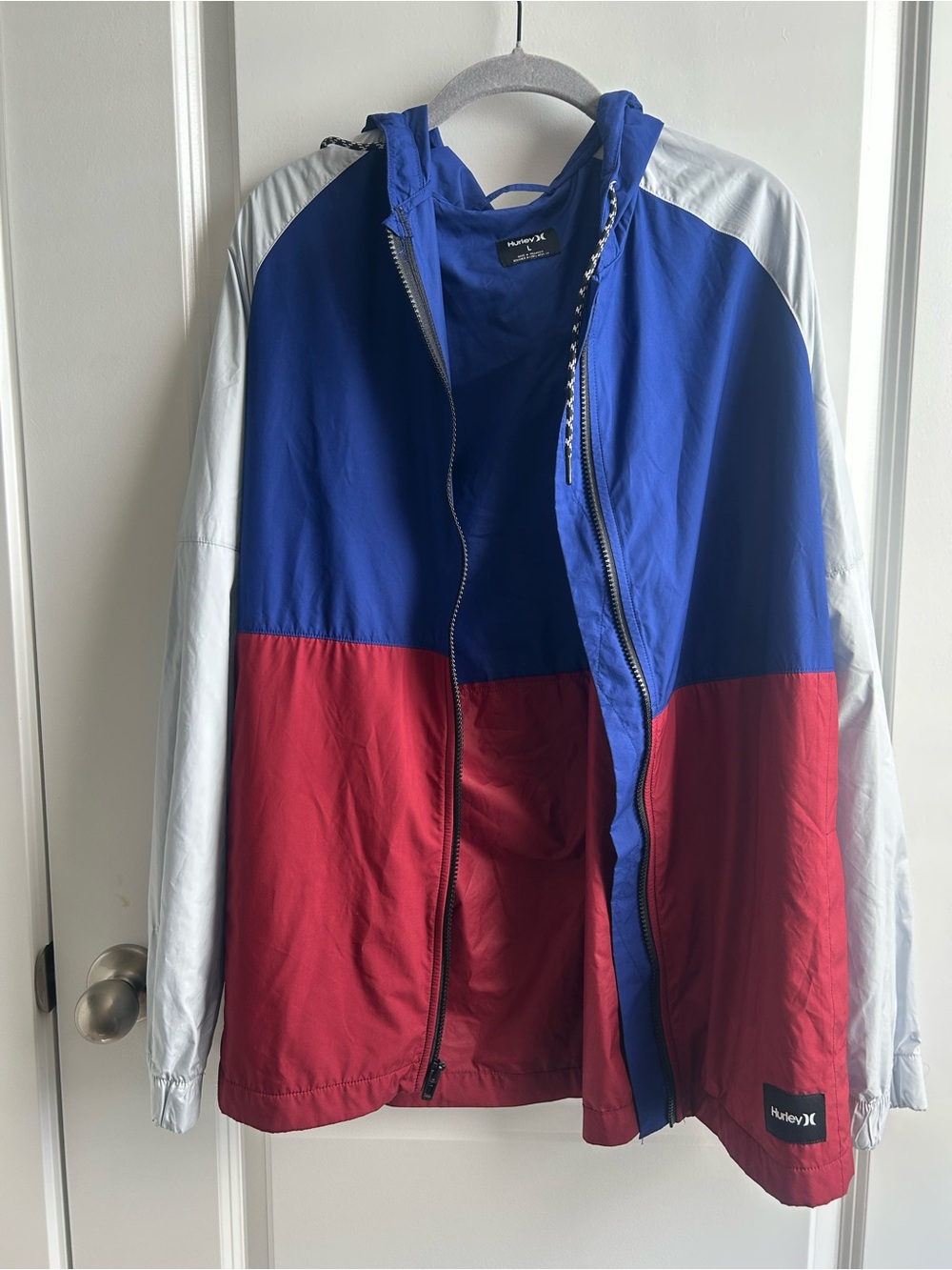 Hurley Men's Colorblock Windbreaker Jacket - Blue, Red, White